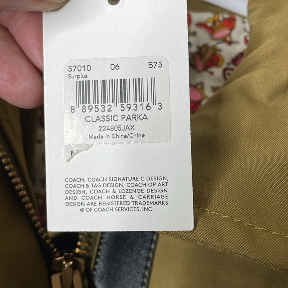 Coach classic parka with shearling and leather trim. NWT. - Picture 9 of 12